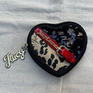 y2k Juicy Couture Heart Sequin Coin Purse  Black, Red, Cream